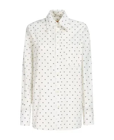 Marni White Poplin Shirt With Polka Dots