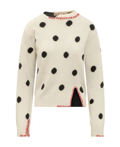 MARNI MARNI DOT INTARSIA PANELLED CREWNECK JUMPER