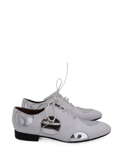 Pre-owned Marni Polka Dot Lace-up Oxfords In White
