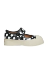 Marni Black And White Polka-dot Patent Leather Pablo Mary Jane Sneaker In Black
