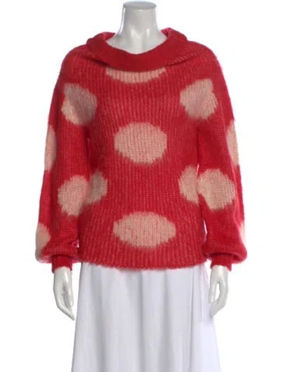 Pre-owned Marni Polka Dot Print Cowl Neck Sweater In Red