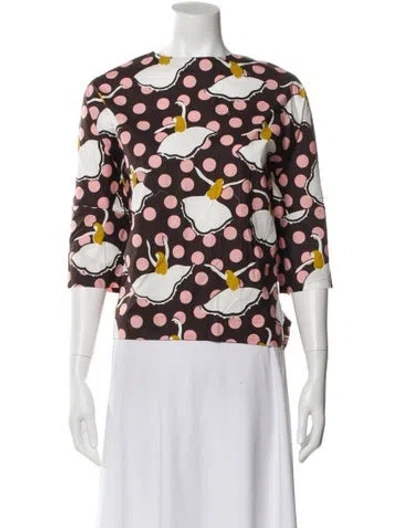 Pre-owned Marni Polka Dot Print Crew Neck Top W/ Tags In Brown