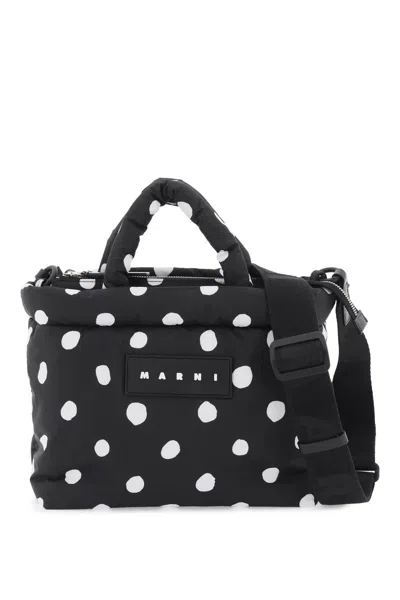 Marni Polka-dot Print Handbag In Black