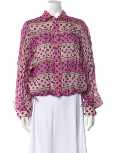 Pre-owned Marni Polka Dot Print Long Sleeve Blouse In Purple
