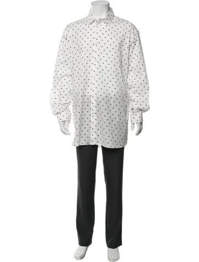 Pre-owned Marni Polka Dot Print Long Sleeve Dress Shirt In White