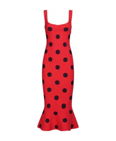 Marni Polka Dot-print Midi Dress In Red