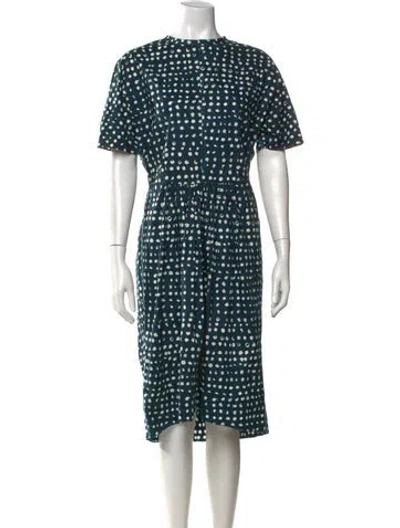 Pre-owned Marni Polka Dot Print Midi Length Dress In Blue