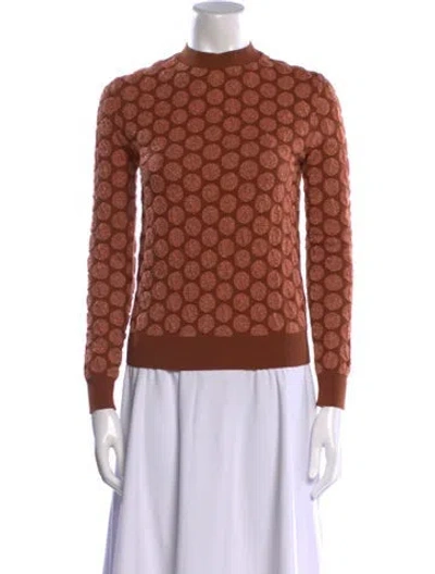 Pre-owned Marni Polka Dot Print Mock Neck Sweatshirt In Brown