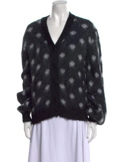 Pre-owned Marni Polka Dot Print V-neck Sweater In Black