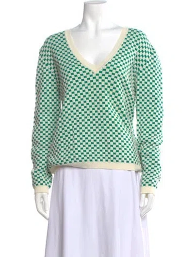 Pre-owned Marni Polka Dot Print V-neck Sweater In Green