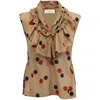 Marni Polka Dot Ruffled Blouse In Beige Cotton In Beige
