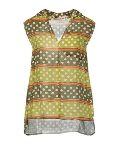 Marni Polka Dot Short-sleeved Top In Yellow