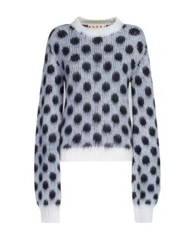 Marni Polka-dot Wide-sleeved Jumper In White