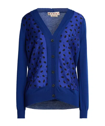 Marni Polka Dot Wool Knit Sweater In Blue