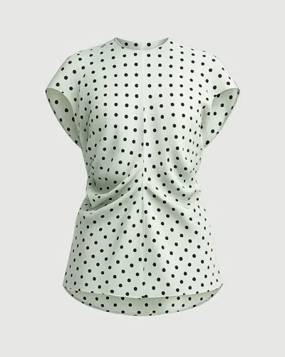 Marni Polka Rhythm Crepe De Chine Blouse In Green