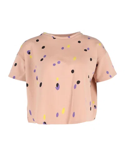 Marni Polka-dot Crop T-shirt In Peach Cotton In Gold