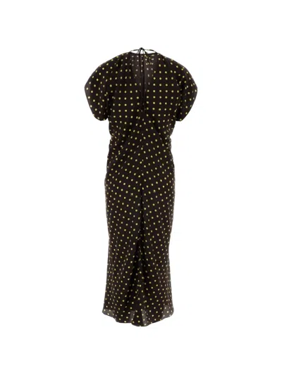 Marni Crepe Midi Dress Polka Dots Back Tie In Black