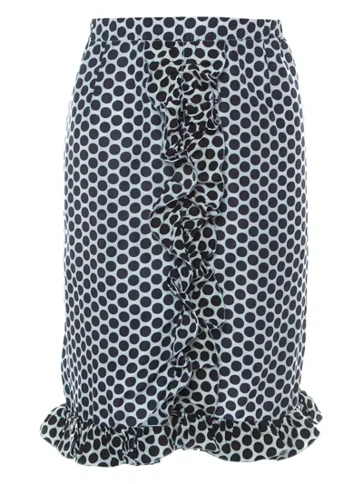 Pre-owned Marni Polka-dot Ruffle Midi Skirt In Blue