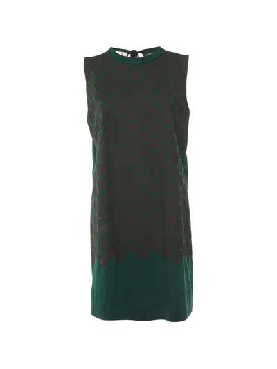 Pre-owned Marni Polka-dot Shift Dress In Green