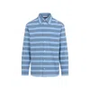 Marni Light Blue Cotton Turtleneck Polo With Horizontal Stripes In Blue
