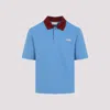 Marni Polo In Piquet Blu Con Colletto A Contrasto
