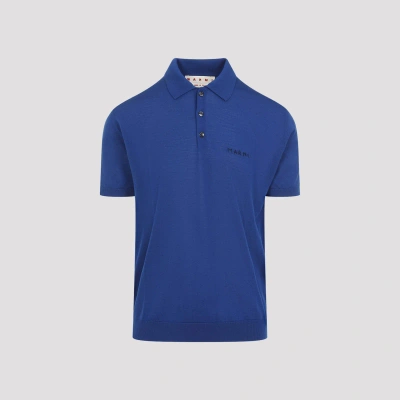 Marni Short Sleeve Polo Shirt In Blue
