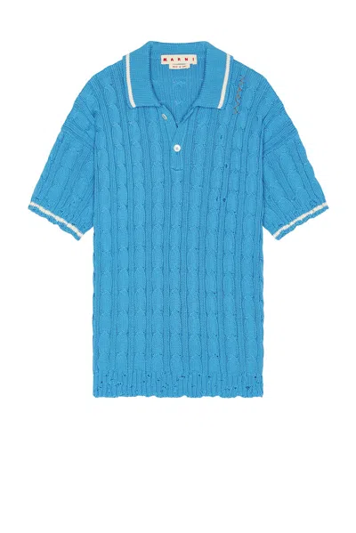 Marni Short Sleeve Polo Shirt In Blue