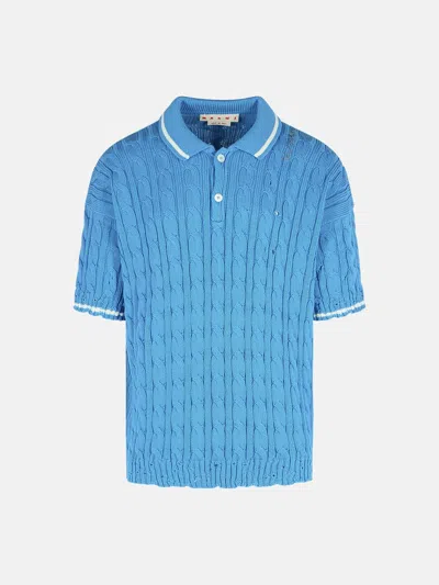 Marni Short Sleeve Polo Shirt In Blue