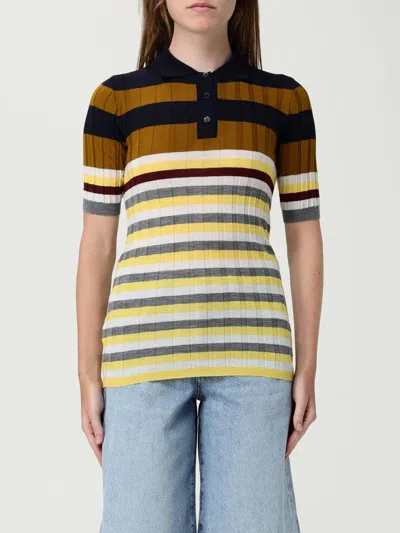 Marni Ribbed Texture Wool Polo Shirt In Multi