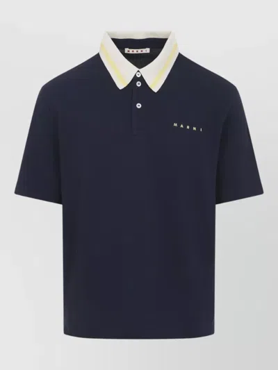 Marni Polo Shirt Short Sleeves Contrasting Collar In Blue