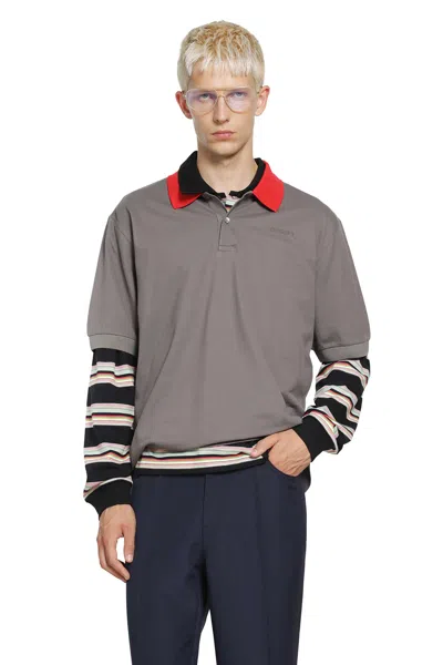 Marni Polo Shirt With Contrast Trims In Gray