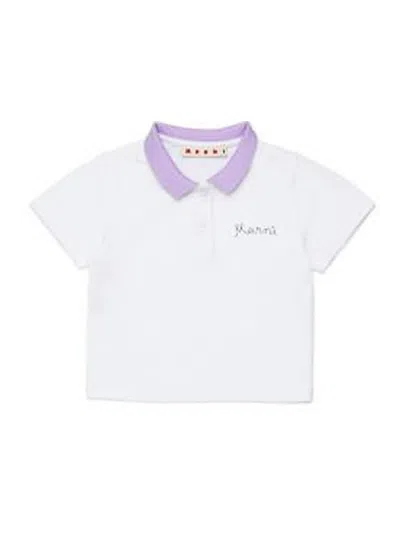 Marni Kids' Polo Shirt With Embroidery In White