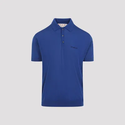 Marni Short Sleeve Polo Shirt In Blue