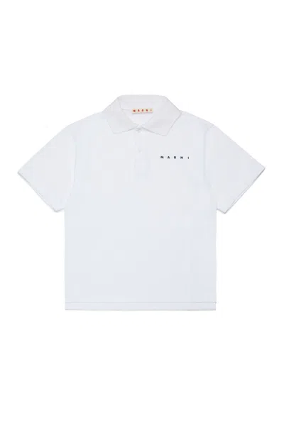Marni Polo Shirt With Logo On The Chest In White