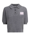 Marni Logo-appliquéd Cashmere Polo Shirt In Gray