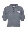 Marni Logo-appliquéd Cashmere Polo Shirt In Grey