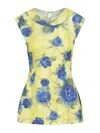 Marni Floral Print Top With Zig-zag Seam Detail In Green