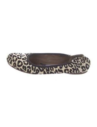 Pre-owned Marni Ponyhair Animal Print Ballet Flats In Neutrals