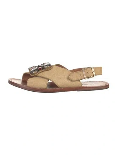 Pre-owned Marni Ponyhair Crystal Embellishments Sandals In Neutrals