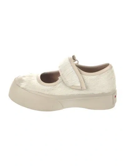 Pre-owned Marni Ponyhair Mary Jane Flats In Neutrals