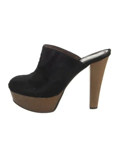 Pre-owned Marni Ponyhair Mules In Black