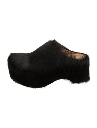 Pre-owned Marni Ponyhair Mules In Black