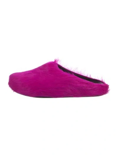 Pre-owned Marni Ponyhair Mules In Purple