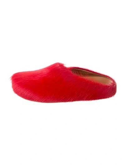 Pre-owned Marni Ponyhair Mules In Red