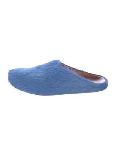 Pre-owned Marni Ponyhair Slippers In Blue