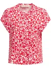 Marni Floral Cap Sleeve Top In Red