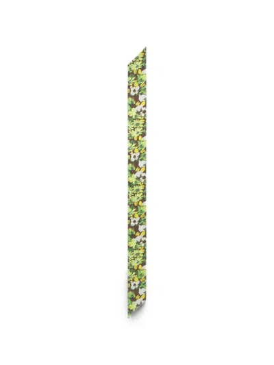 Marni Pop Flowers Silk Scarf In Green