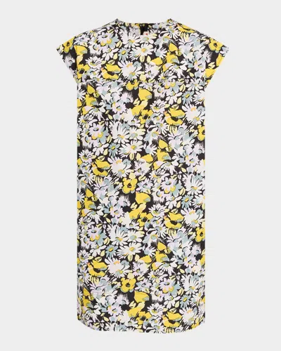 Marni Pop Flowers-print Cotton Poplin Mini Shift Dress In Multi