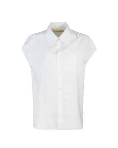 Marni Camicia Smanicata In Popeline Bianca In White