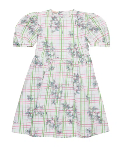 Marni Poplin Dress With Greenhouse Pattern In White